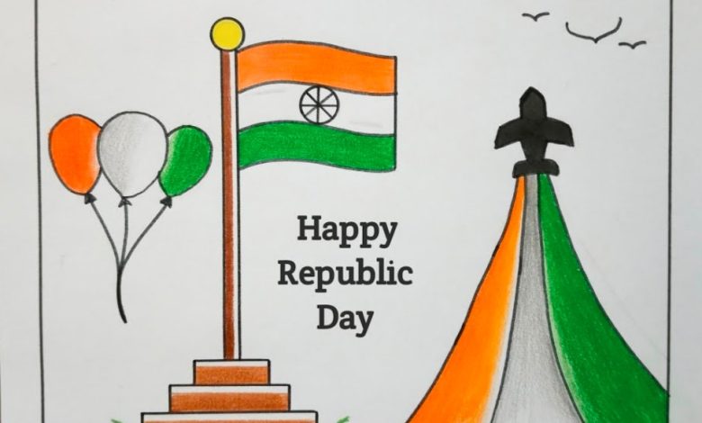 Republic day drawing with message 2025